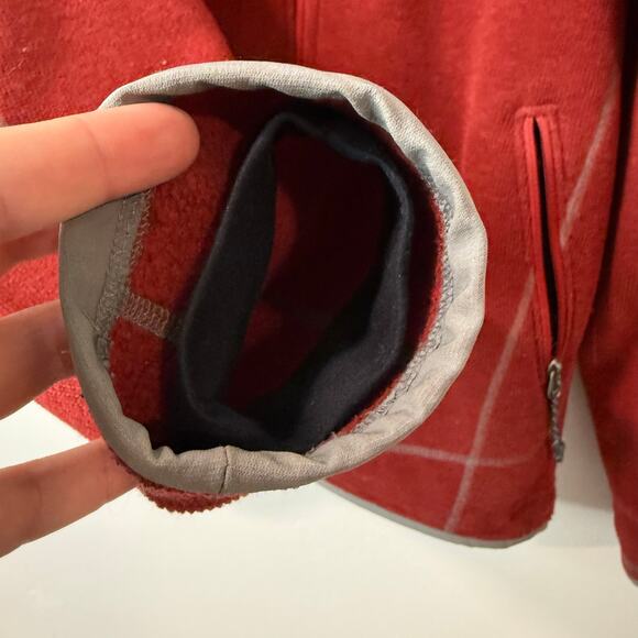 Mountain Hardwear Men's Fleece Jacket Red Grey Large Polartec Full Zip Outdoor - Picture 6 of 9